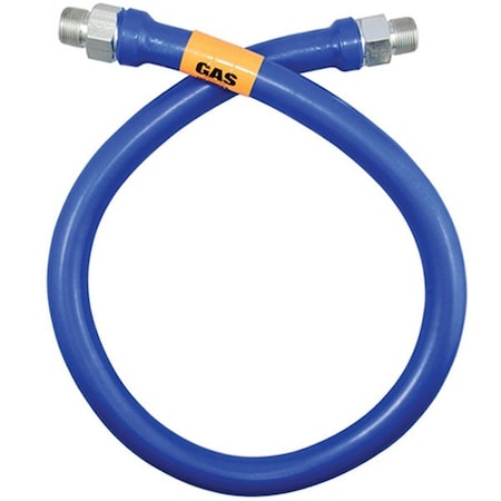 16100BP48 Blue HoseA, 48in Stainless Steel Moveable Foodservice Gas Connector - 1in Diameter